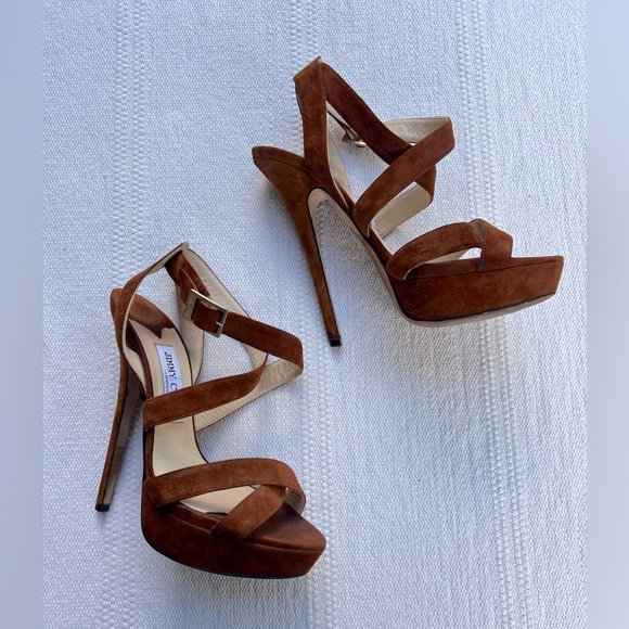 Jimmy Choo 6” Heels Brown Suede Size 39 - Picture 2 of 12